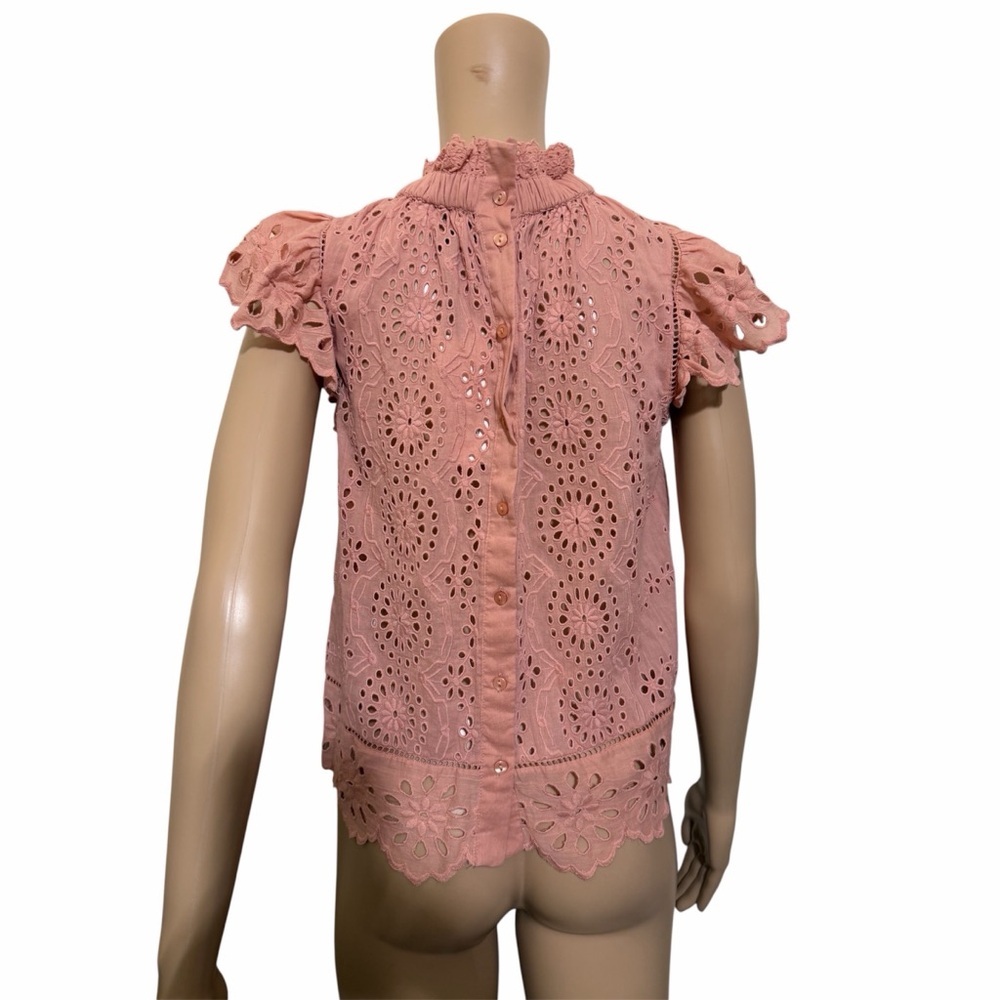 Sea New York Pink Eyelet Button Down Shirt - Picture 4 of 8